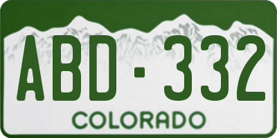 CO license plate ABD332