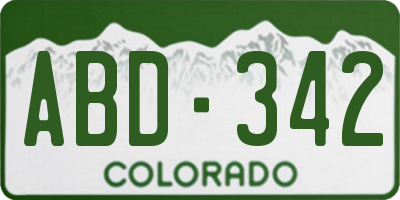 CO license plate ABD342