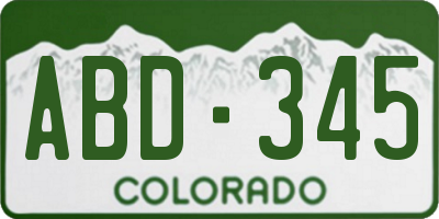 CO license plate ABD345