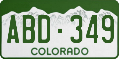 CO license plate ABD349
