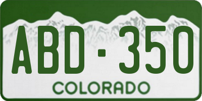 CO license plate ABD350