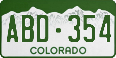 CO license plate ABD354