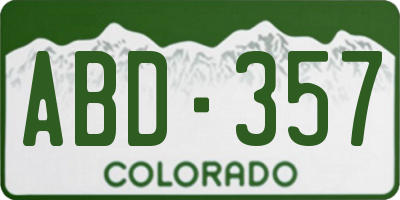 CO license plate ABD357