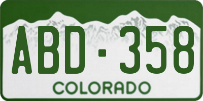 CO license plate ABD358