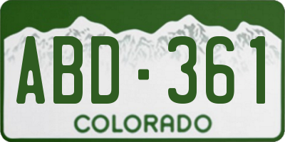 CO license plate ABD361