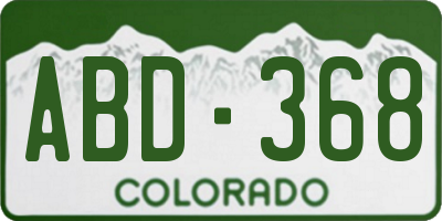 CO license plate ABD368