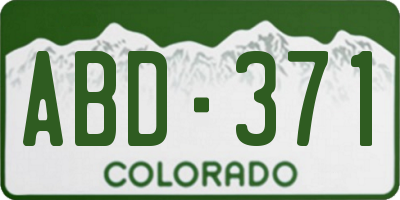 CO license plate ABD371