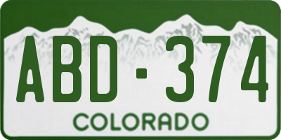 CO license plate ABD374