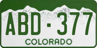 CO license plate ABD377
