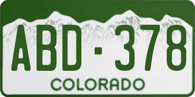 CO license plate ABD378