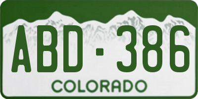 CO license plate ABD386