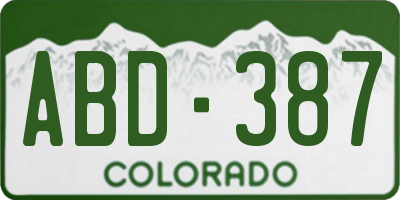 CO license plate ABD387