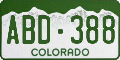 CO license plate ABD388