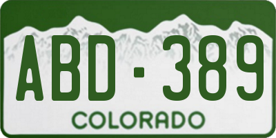 CO license plate ABD389