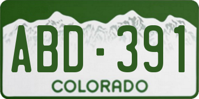 CO license plate ABD391