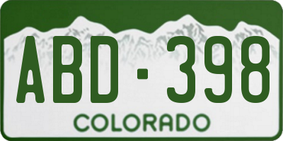 CO license plate ABD398