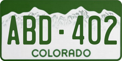 CO license plate ABD402