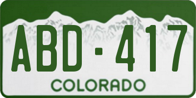 CO license plate ABD417