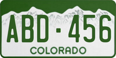 CO license plate ABD456
