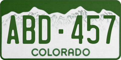 CO license plate ABD457