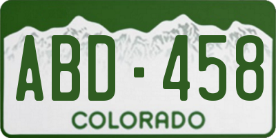 CO license plate ABD458
