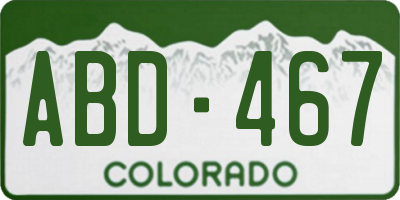 CO license plate ABD467