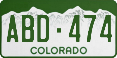 CO license plate ABD474