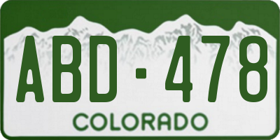 CO license plate ABD478