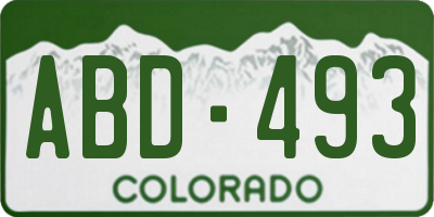 CO license plate ABD493