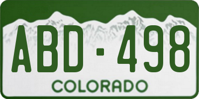 CO license plate ABD498