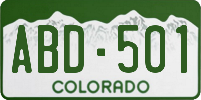 CO license plate ABD501