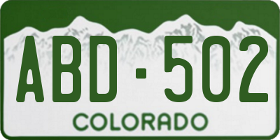 CO license plate ABD502