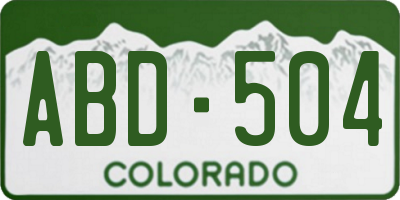 CO license plate ABD504