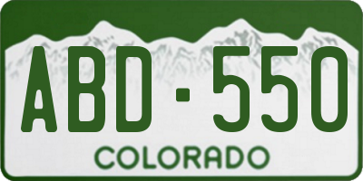 CO license plate ABD550