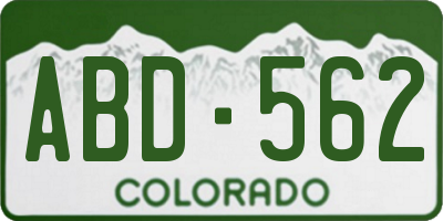 CO license plate ABD562