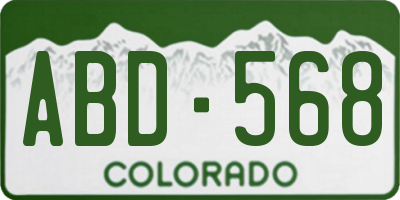 CO license plate ABD568