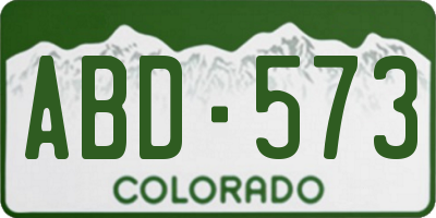 CO license plate ABD573
