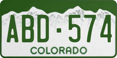 CO license plate ABD574