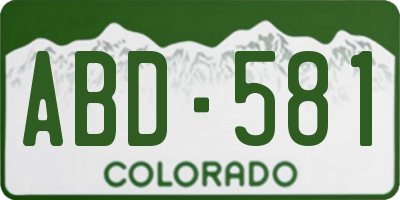 CO license plate ABD581