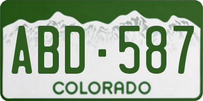 CO license plate ABD587