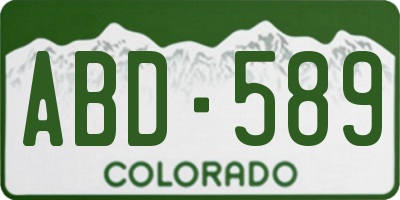 CO license plate ABD589