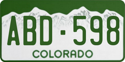 CO license plate ABD598