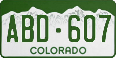 CO license plate ABD607