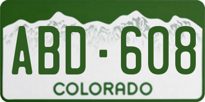 CO license plate ABD608