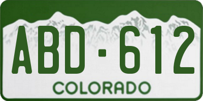 CO license plate ABD612