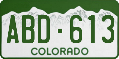 CO license plate ABD613
