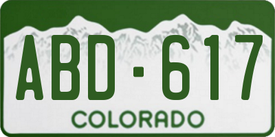 CO license plate ABD617