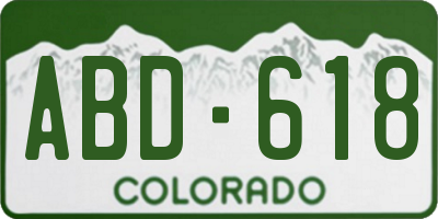 CO license plate ABD618