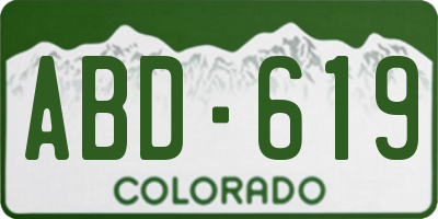 CO license plate ABD619