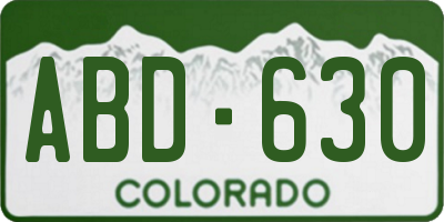 CO license plate ABD630